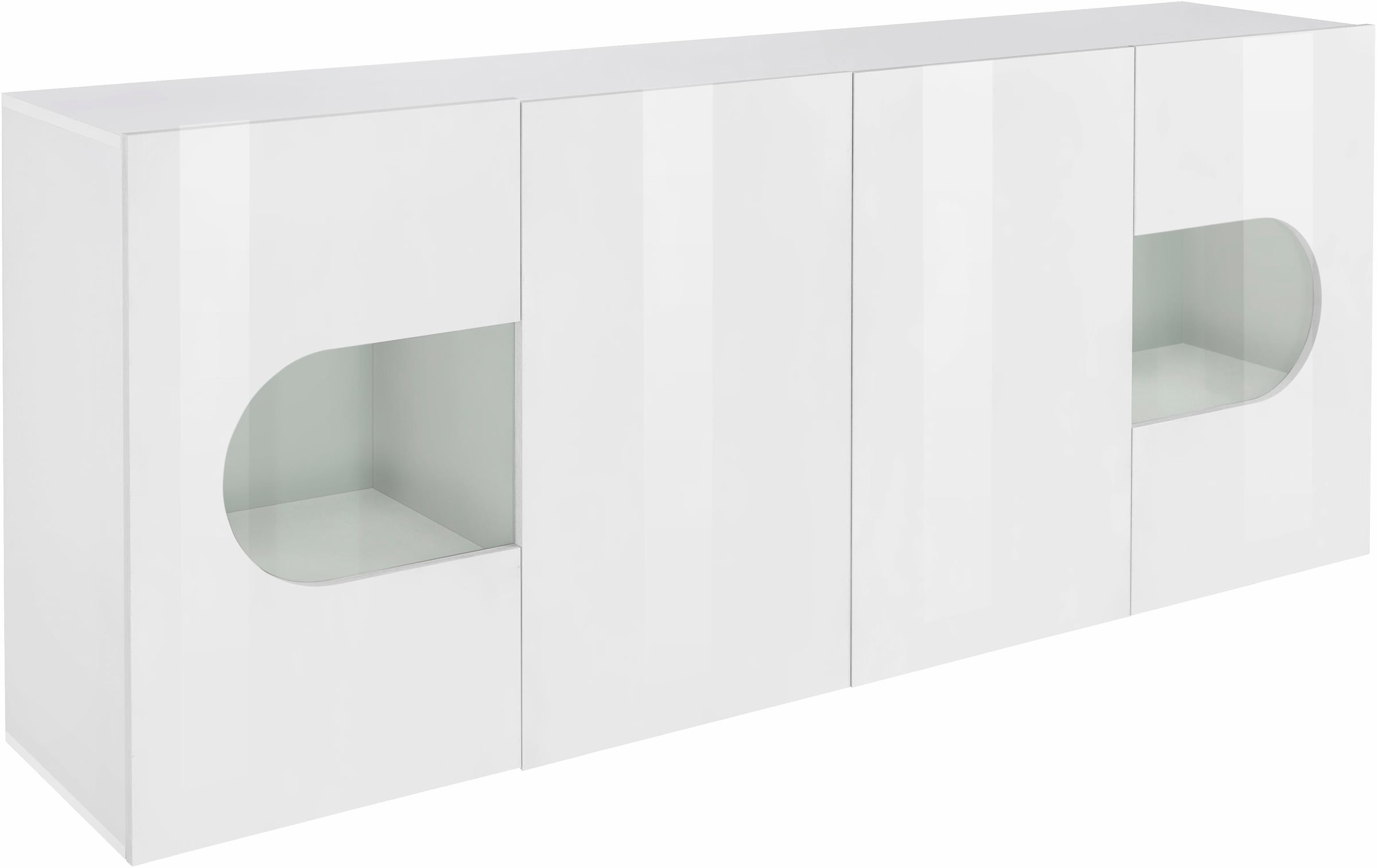 INOSIGN Sideboard »Real,Vitrine,Kommode,Schrank, komplett hochglanz lackiert« mit  4 Türen davon 2 Glastüren, ohne Griff, Breite 200