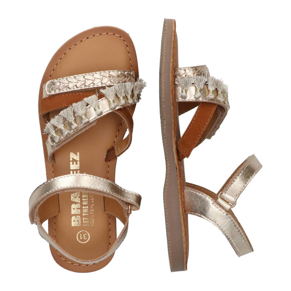 Braqeez Sophie Sunleren sandalen champagne