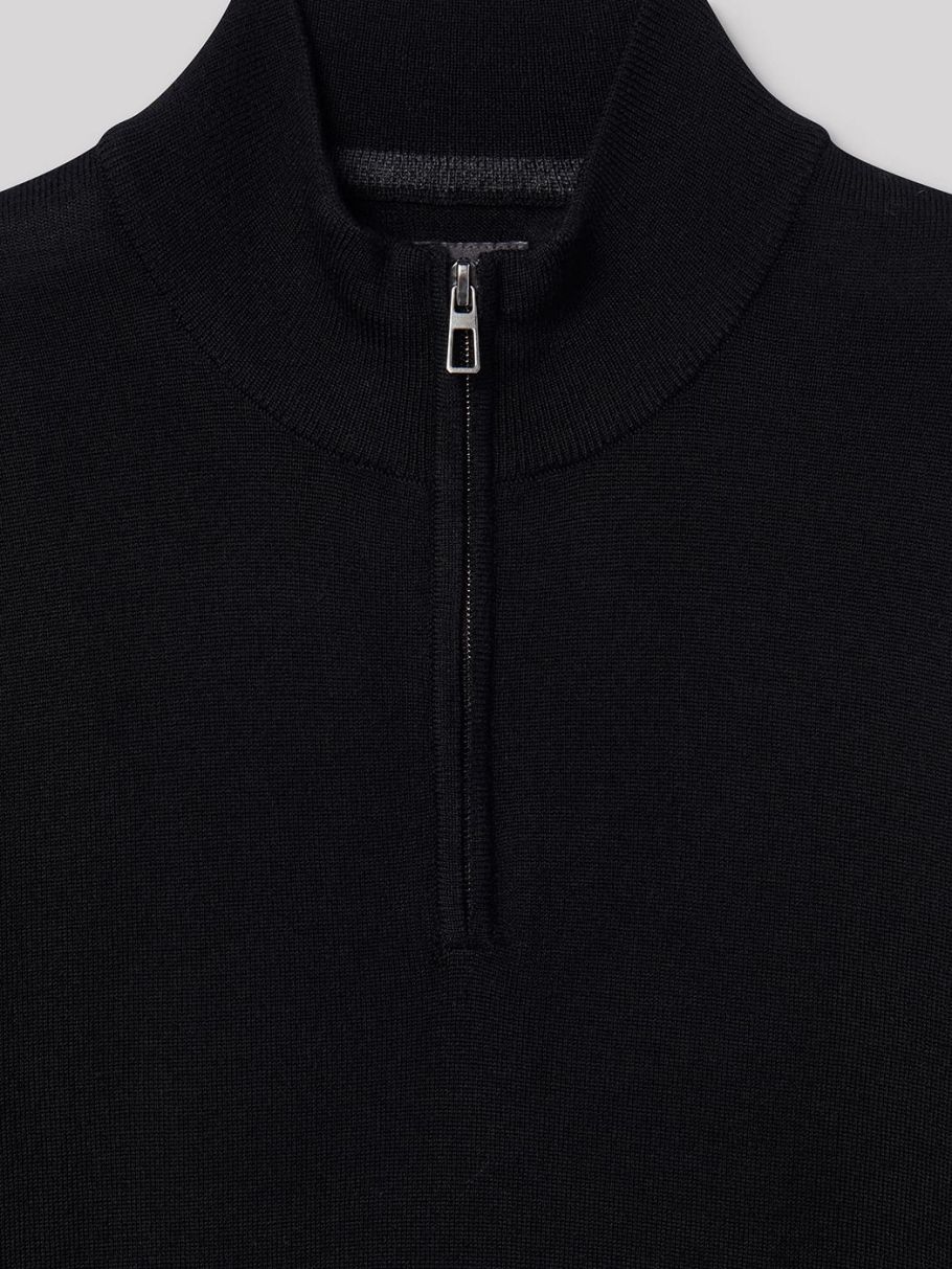 Pull col montant zippé en laine mérinos
