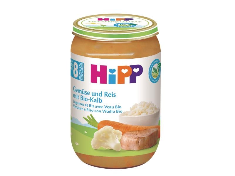 HIPP Menü Gemüse Reis Bio-Kalb Menü, Gemüse & Reis mit Bio-Kalb, 1 x 220 g