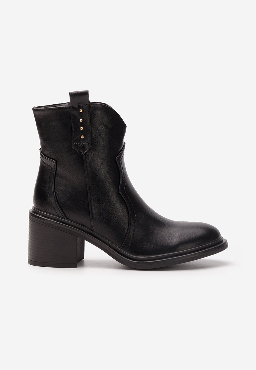 Bottines à gros talon noires Katyana