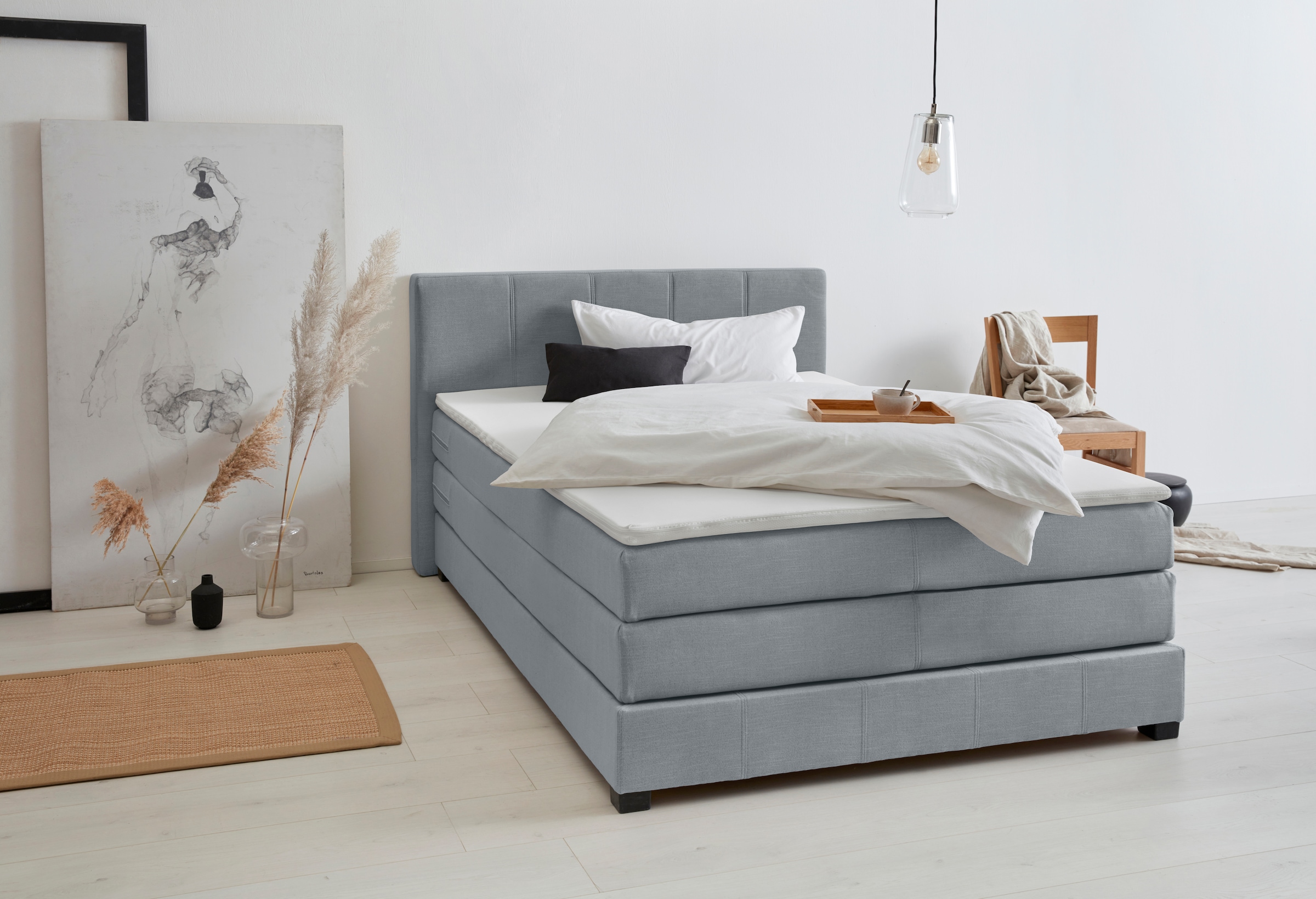GOODproduct Boxspringbett »Peetu« Taschenfederkern-Matratze, in 4 Breiten und 4 Farben, incl. Topper
