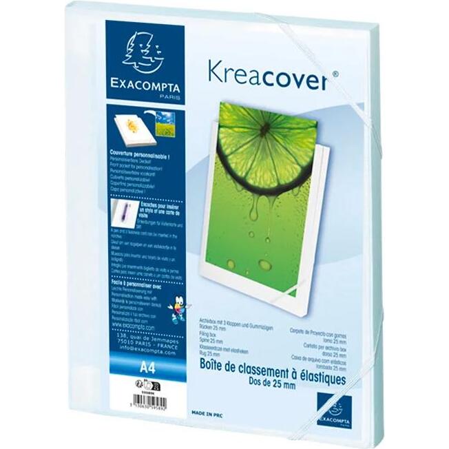 Boite de classement Dos 25mm polypropylène opaque 7/10e Krea Cover - A4 - Blanc