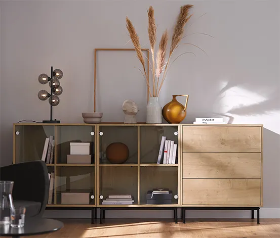 Regalmodul »Flemming«, ca. 75 x 75 cm, mit 3 Schubladen, Eichendekor