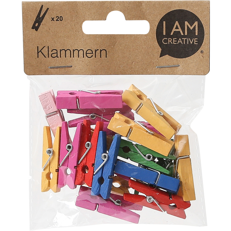 I AM CREATIVE Holzklammern, bunt, 20 Stück