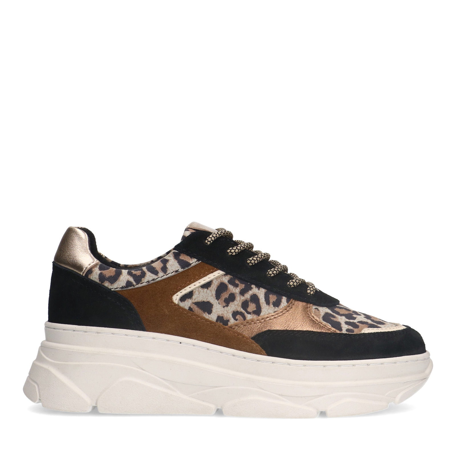 Zwarte suède sneakers met panterprint