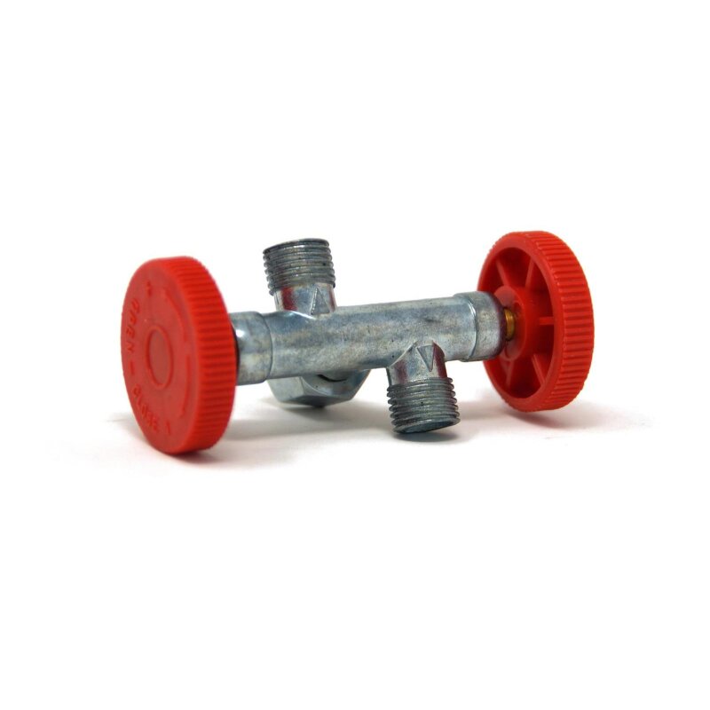 Gas Abzweigventil G 1/4 LH-ÜM x 2 x G 1/4 LH-KN