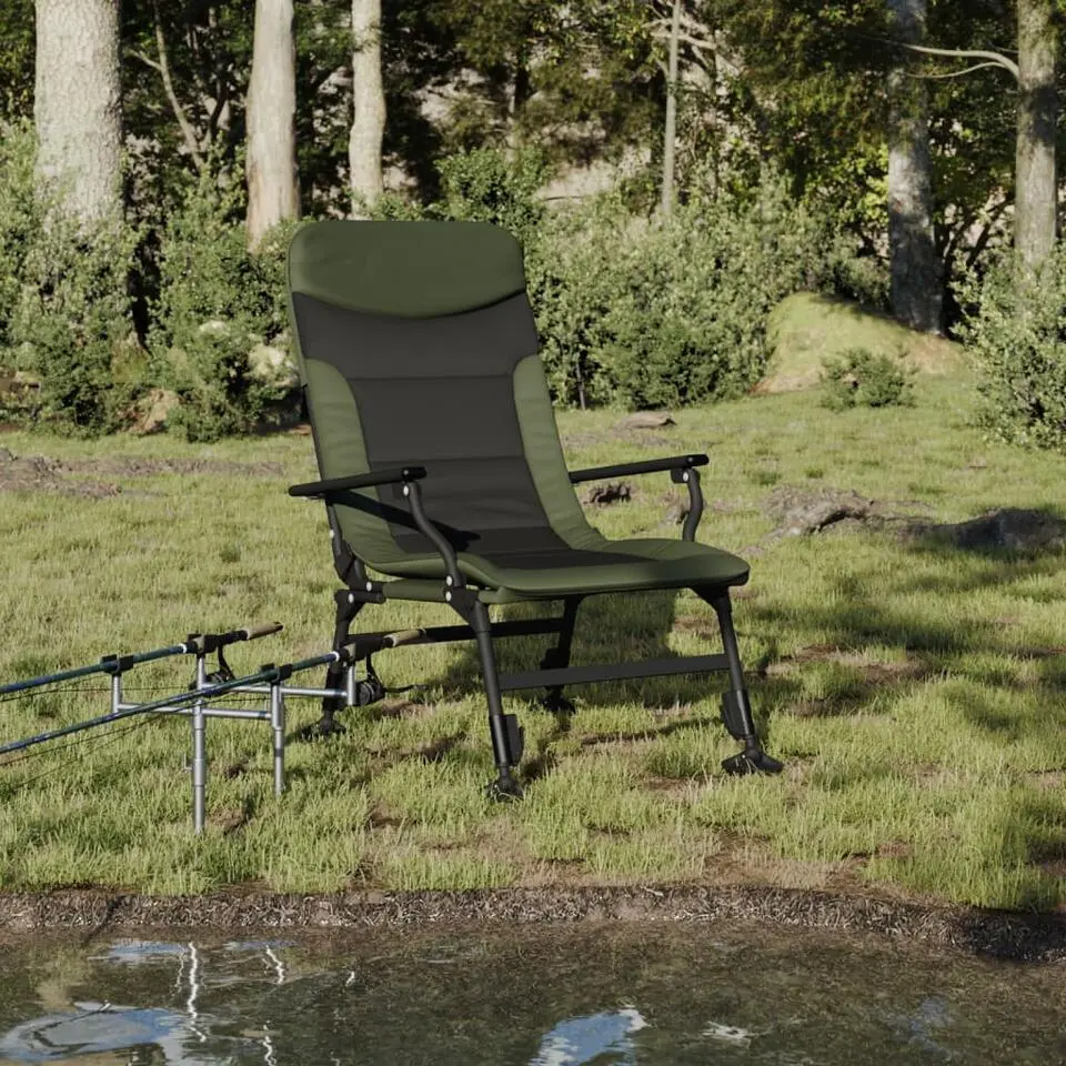 vidaXL - Loungestoel met armleuning - Groen - Staal