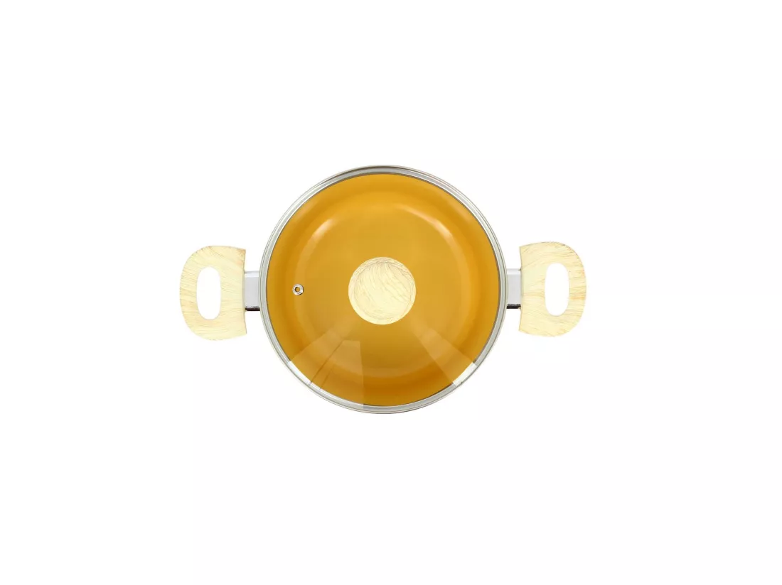 Menastyl - Faitout 20cm Colorama Safran - En Aluminium - Revetement Antiadhesif En Ceramique