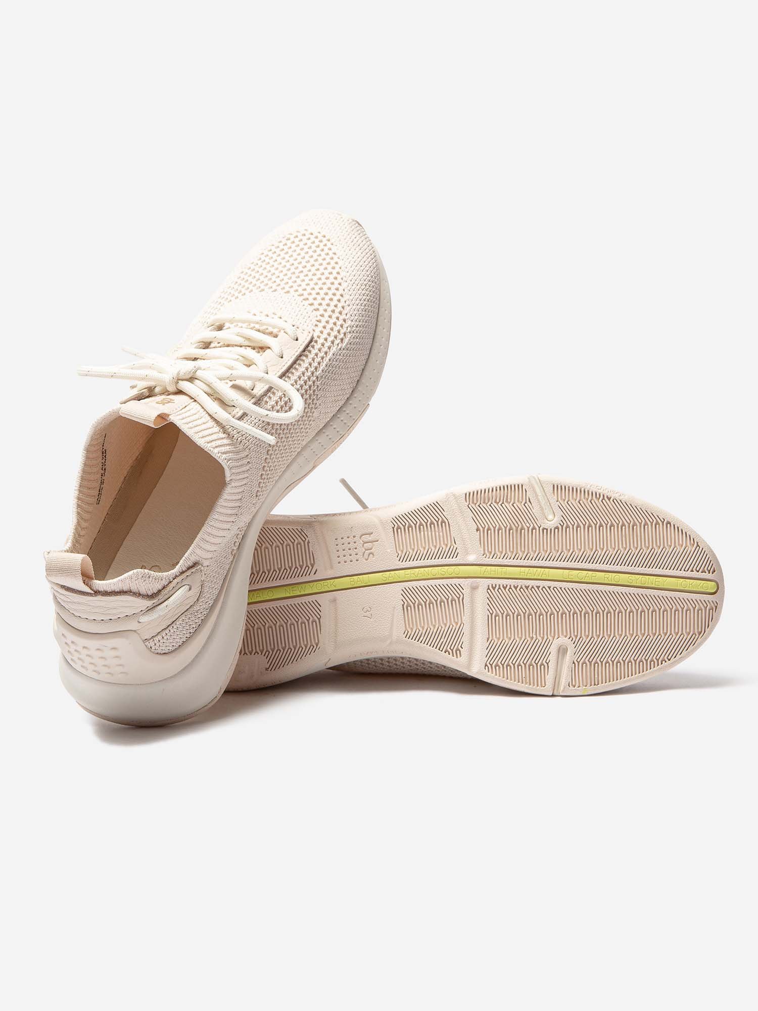 Baskets Femme Confort Textile Recyclé Beige