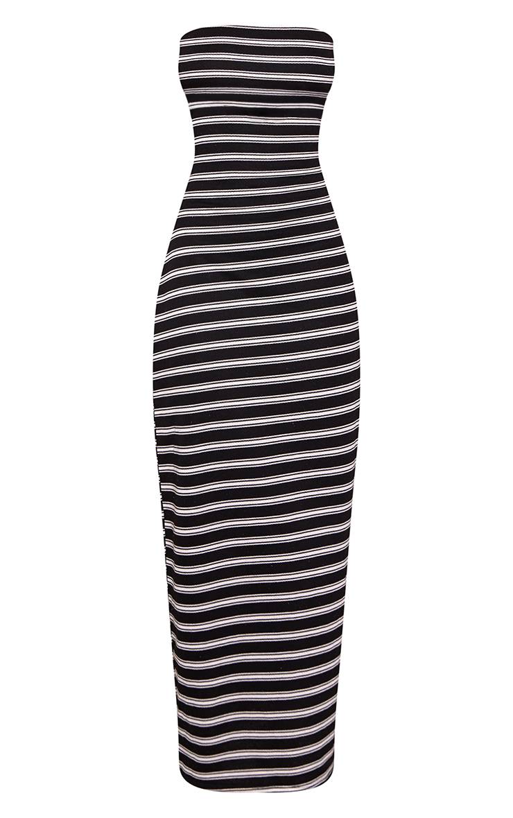 Noir Robe Longue Moulante Bandeau À Côtes Rayées