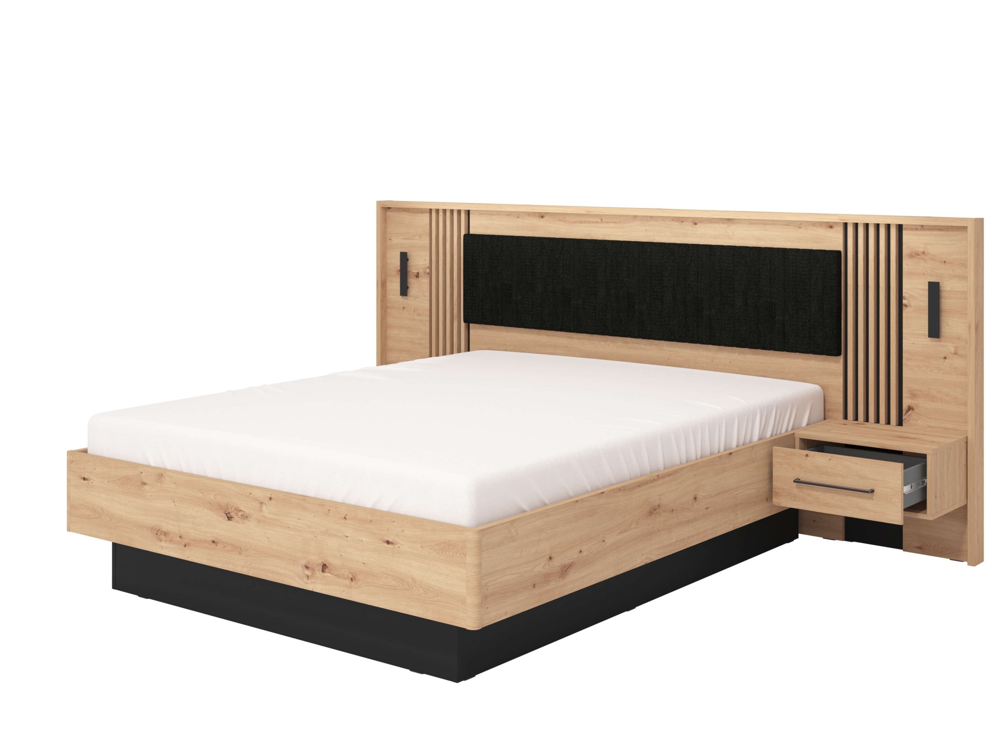 INOSIGN Bettgestell »Ascalon, Liegefläche 160x200cm, gepolstertes Kopfteil« Bettanlage mit 2 Wandpaneelen inkl.Nachttische, 3D-Look durch Lamellen