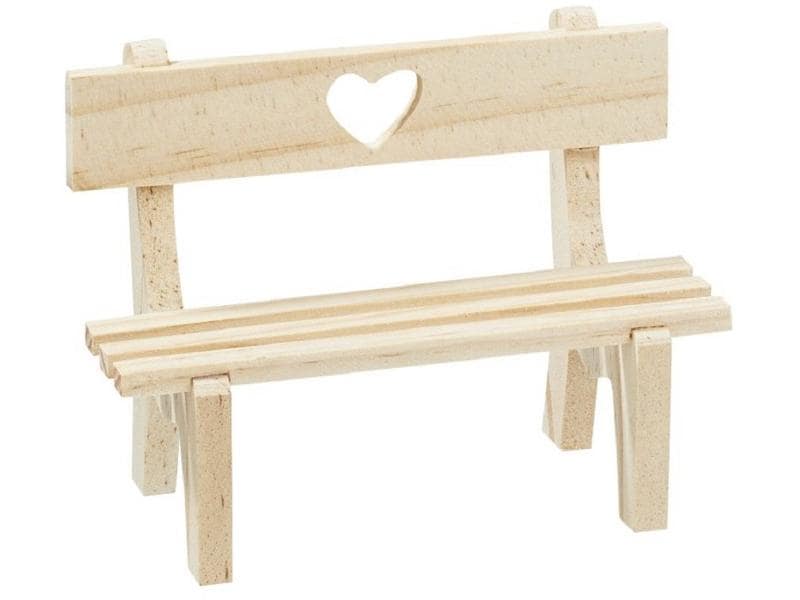 HobbyFun Mini-Utensilien Holzbank mit Herz, Natur Holzbank Natur mit Herz, klein