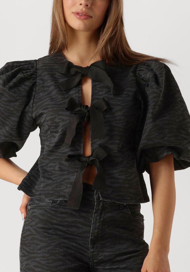 grijze co'couture blouses zebra bow blouse