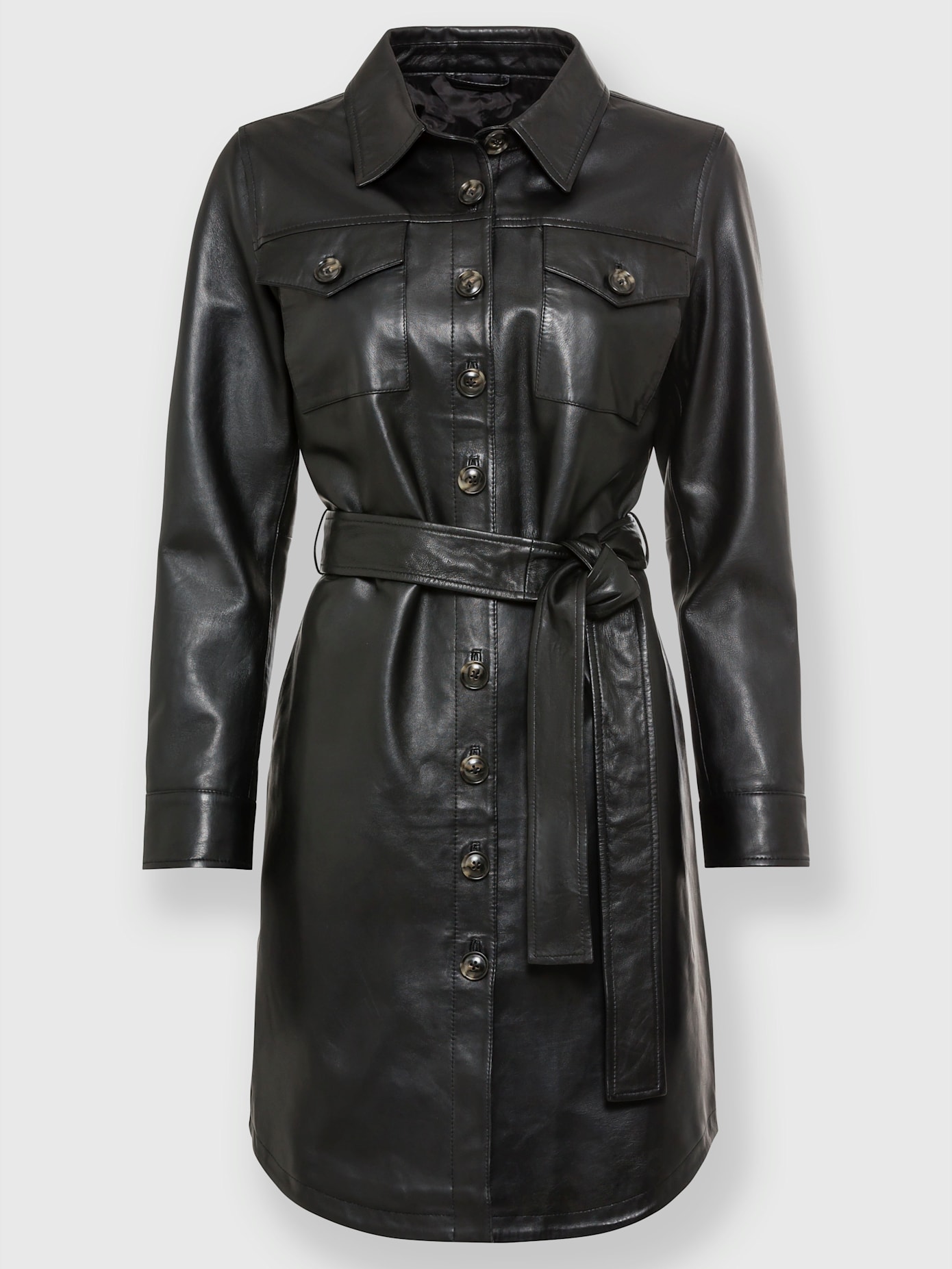 Robe en cuir pur cuir d'agneau nappa