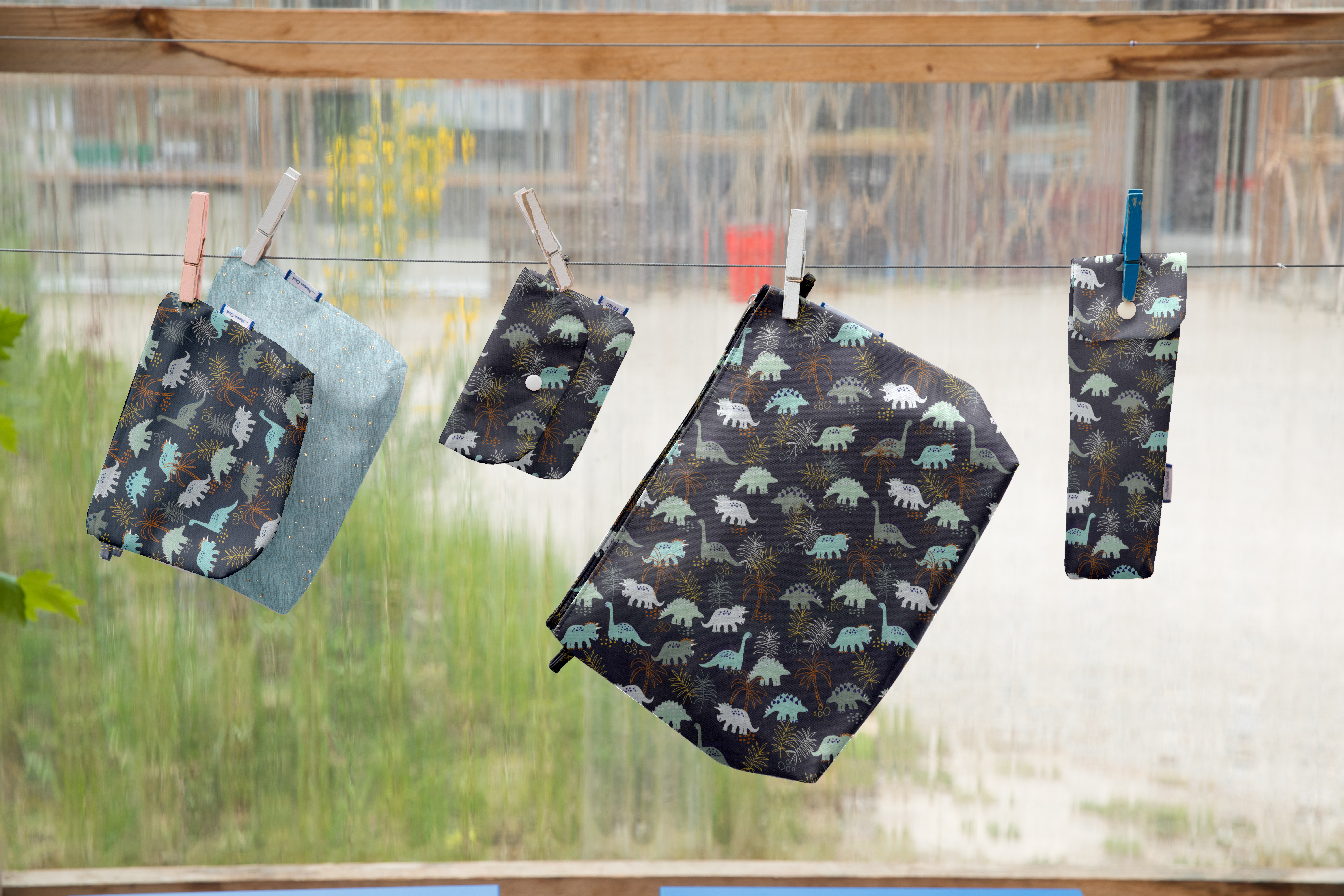 Mini Pochette Tissu Jurassic Dino Marine
