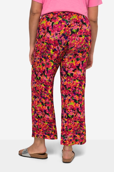 Jersey-Hose, gerades Bein, floraler Alloverdruck