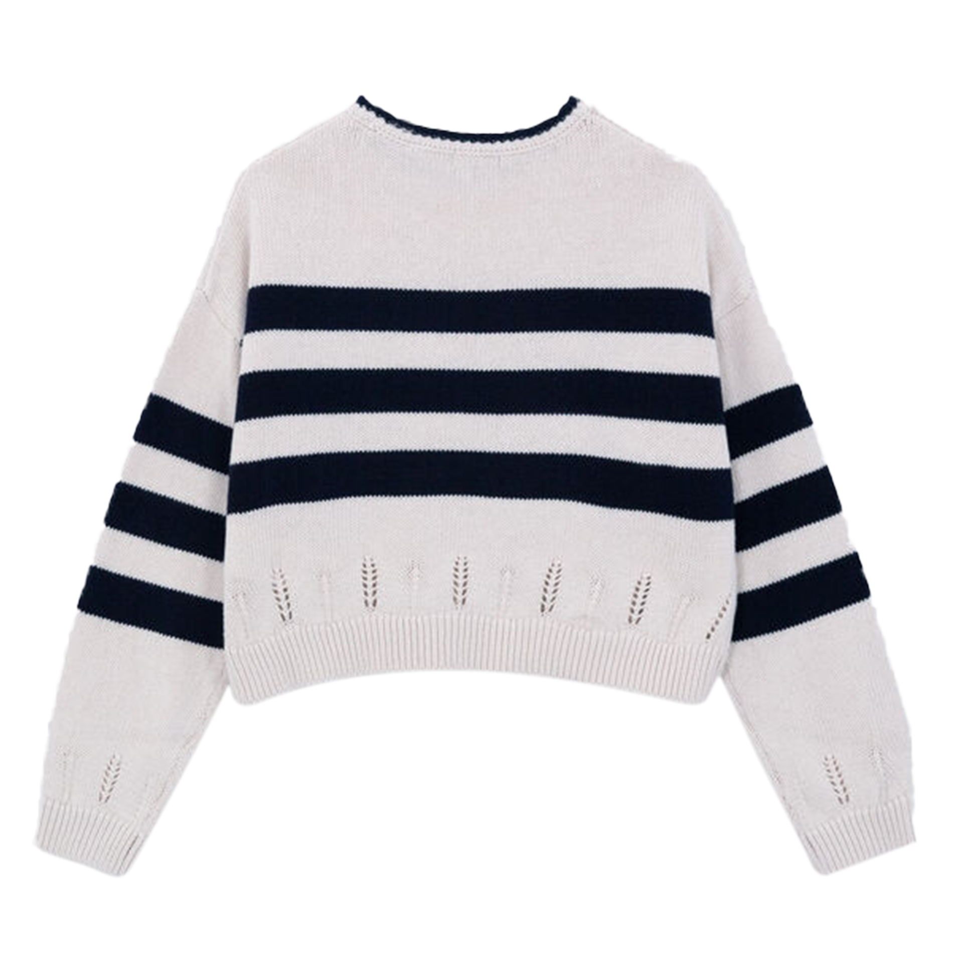 Pull ample rayé en coton | Blanc
