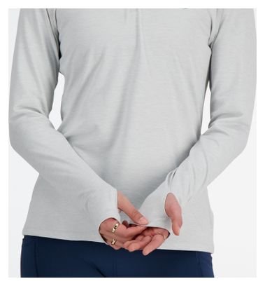 Haut 1/4 zip New Balance Sport Essentials Space Dye Gris Femme