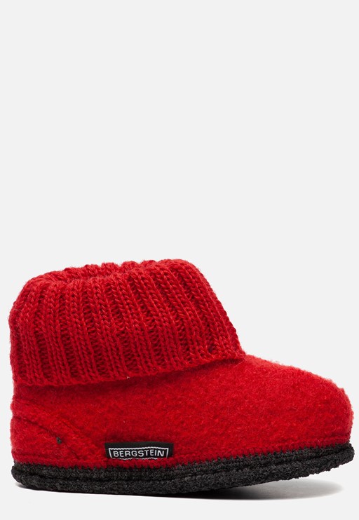 Bergstein Cozy slofjes rood Schapenwol