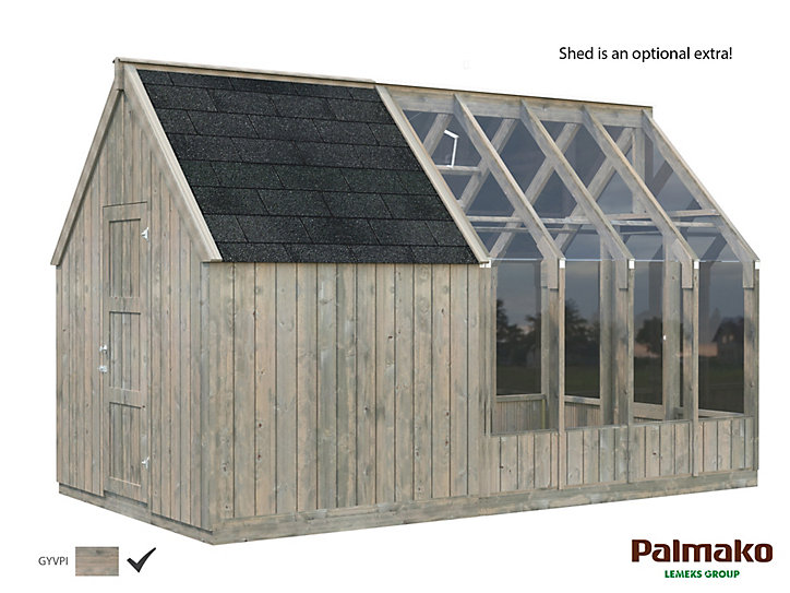 Serre Emilia 5.8 m² en bois autoclave et verre trempé 4 mm Palmako
