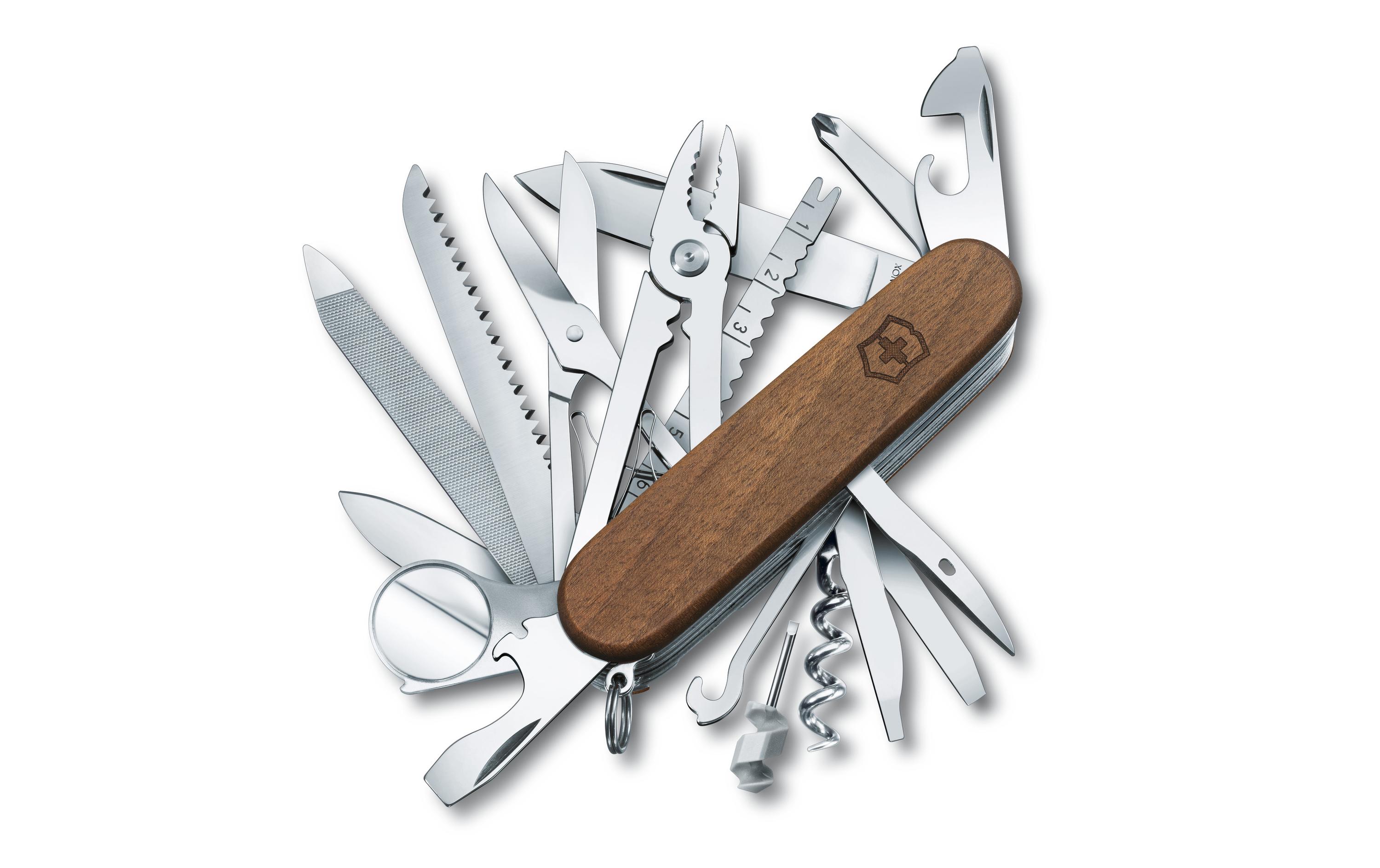 Taschenmesser Swiss Champ Wood 91 mm<br>Schweizer Taschenmesser mit Nussbaumholz-Schalen