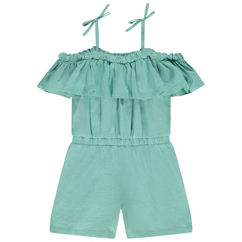 Combishort volantée à bretelles pour fille - Vert