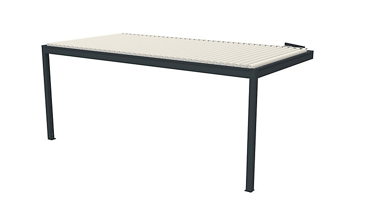 Pergola bioclimatique adossée motorisée aluminium Oviedo gris 6 x 3 m