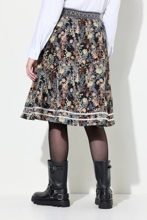 Jacquard-Midirock, A-Linie, Elastikbund, Glitzerkordel
