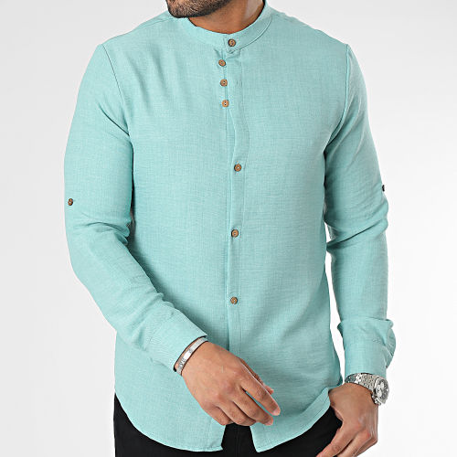 Chemise Manches Longues Vert Chiné