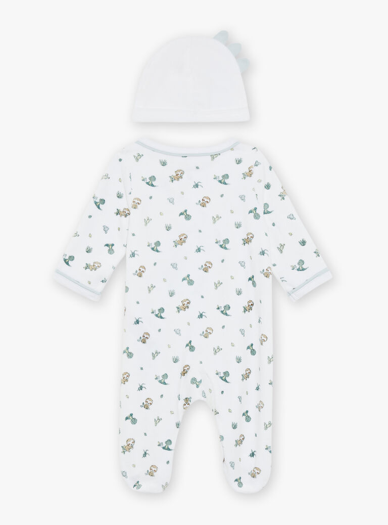 Pyjama et bonnet en velours écru