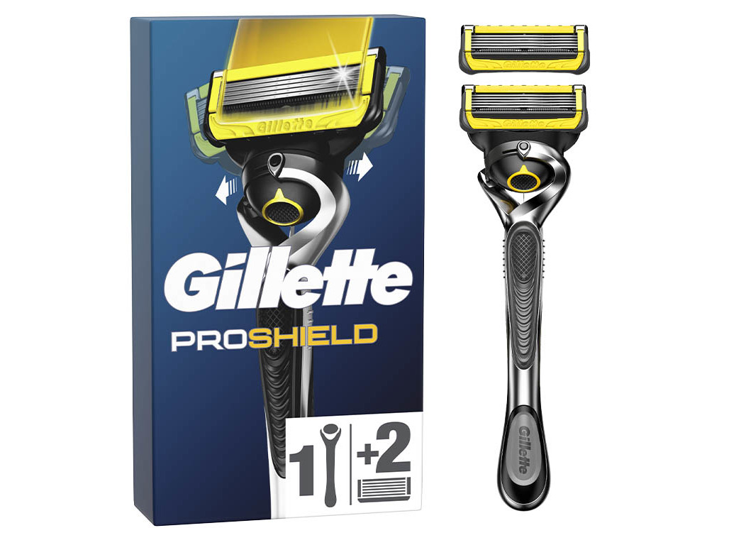 MÁQUINA DE BARBEAR COM 1 RECARGA DE LÂMINAS PROSHIELD GILLETTE