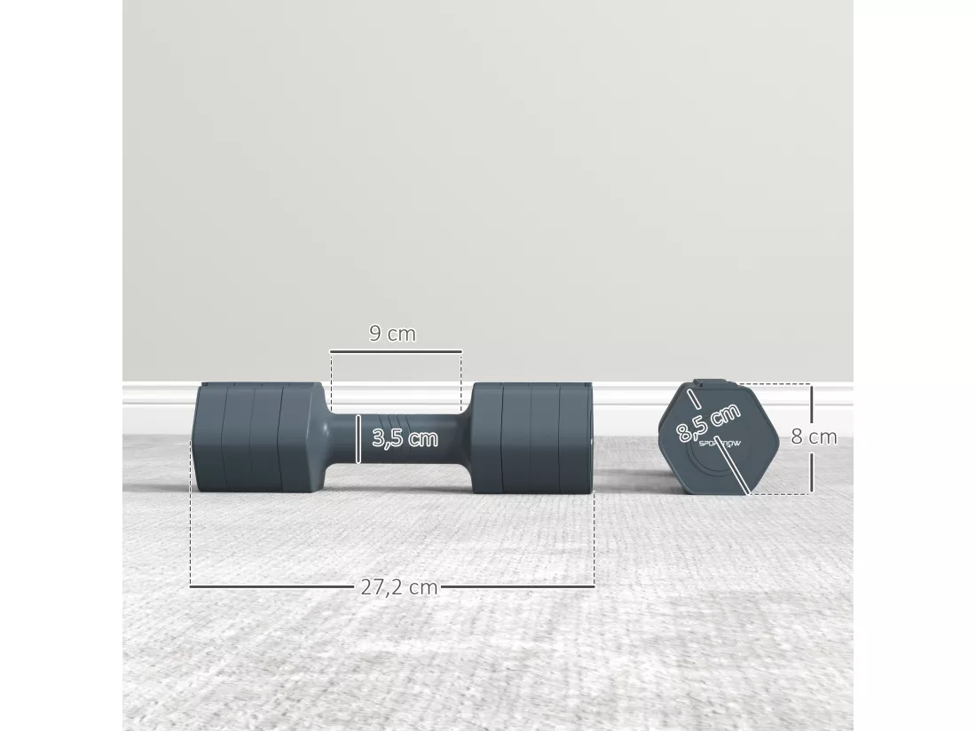 Lot de 2 haltères réglables hexagonales avec poignée antidérapante pour l'entraînement à domicile, 2 x 2.5kg gris