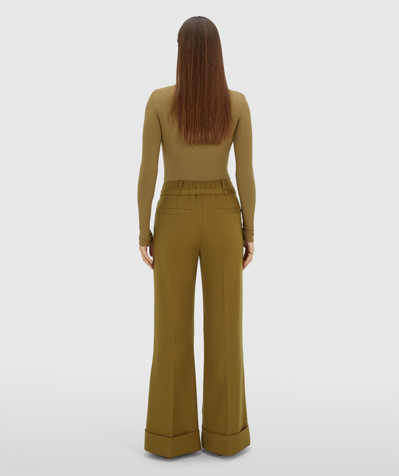 JV-KORIEN mid rise flared pantalon - olive green