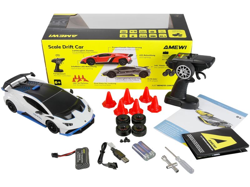 Amewi Drift Lamborghini Huracan 1:18 RTR Weiss Driftfahrzeug