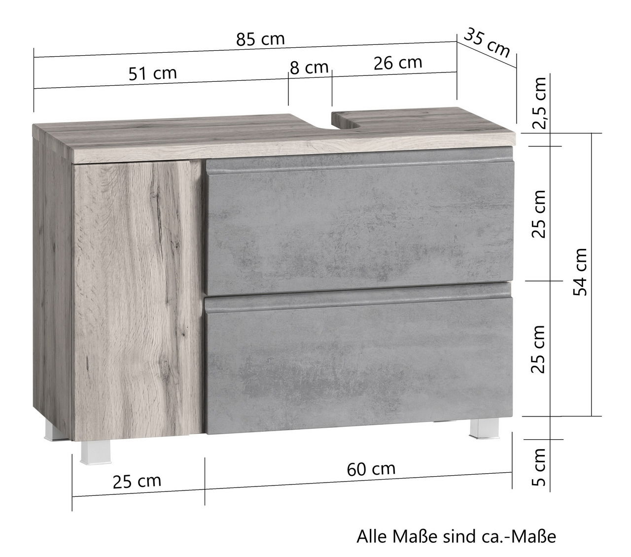 XORA Waschbeckenunterschrank rechts VARESE
