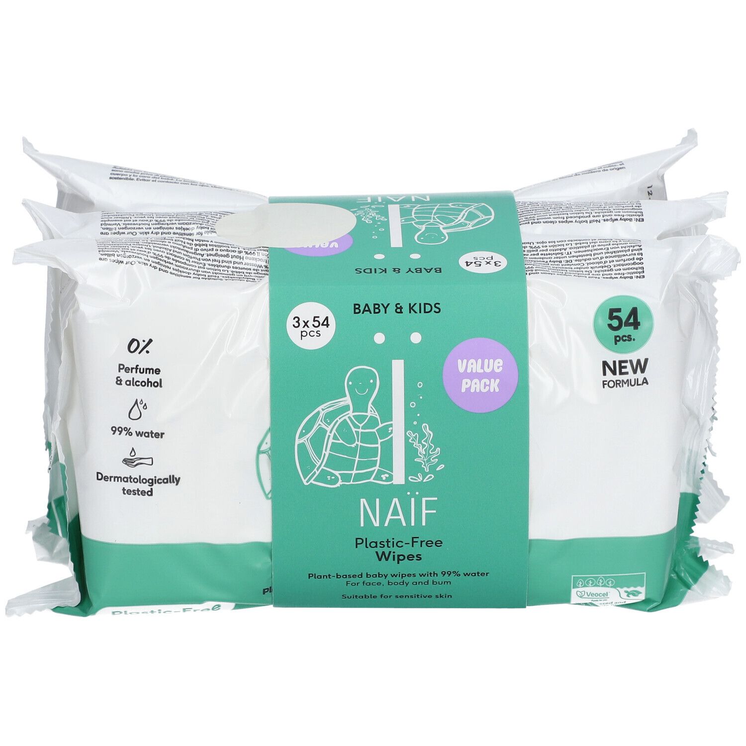 NAÏF® Baby & Kids Feuchttücher, kunststofffrei