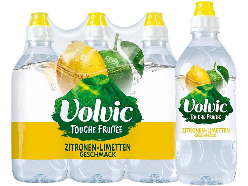 Volvic Sportscap Zitone-Limette 6 x 0.75 l Natürliches Mineralwasser mit erfrischendem Zitronen- und Limettengeschmack