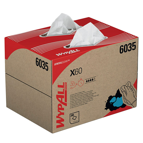 Chiffons non tissés Kimberly-Clark Wypall X60, la boîte de 200
