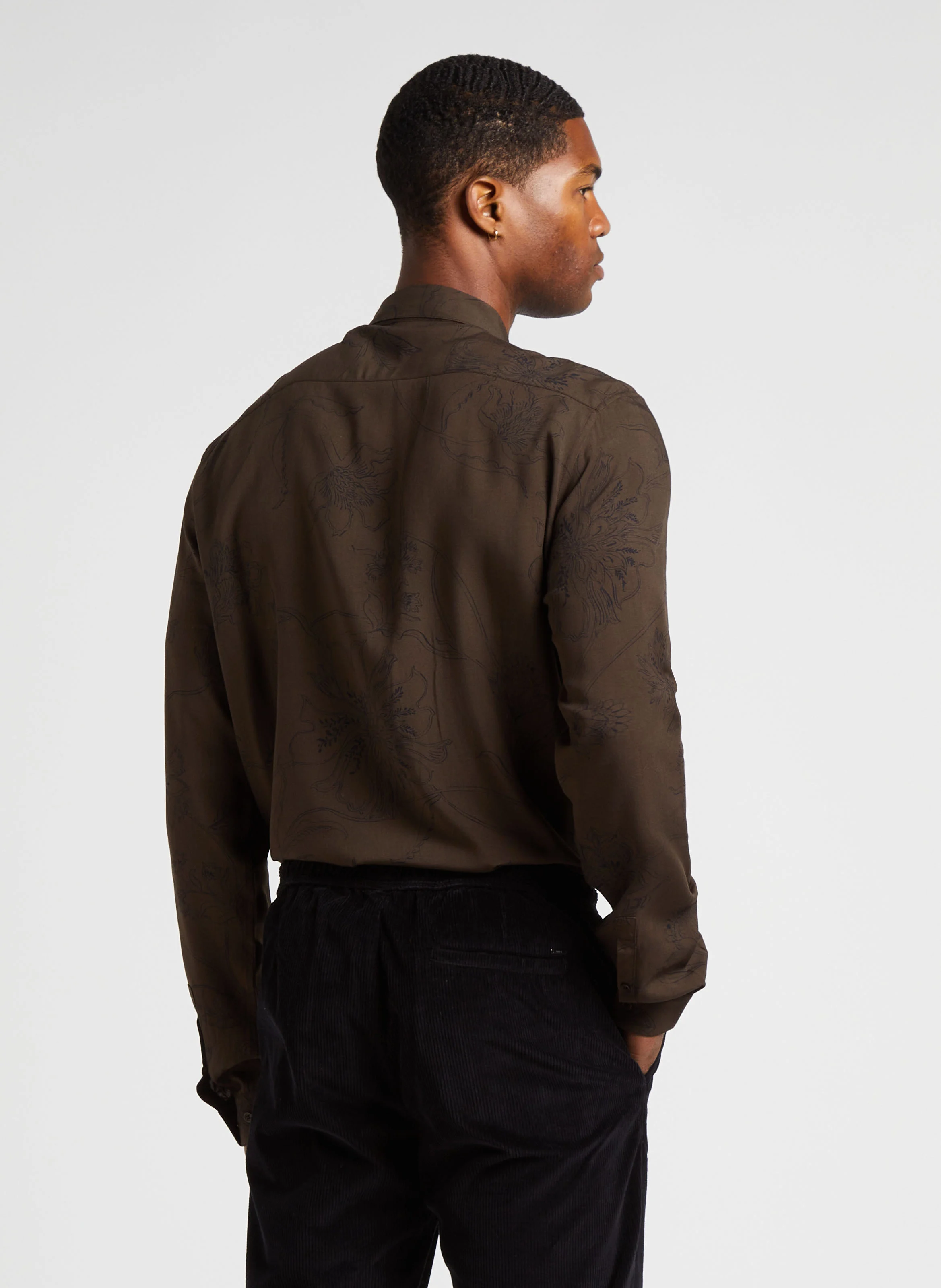 Chemise slim-fit imprimée | Kaki