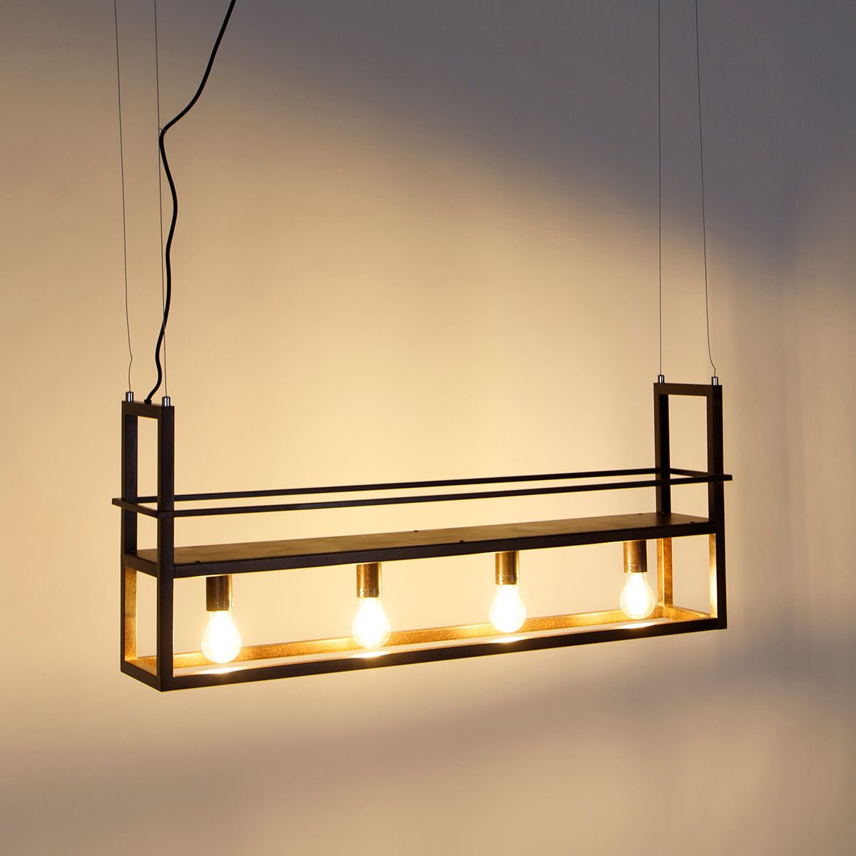 Smart hanglamp roestbruin met rek incl. 4 Wifi A60 - Cage Rack