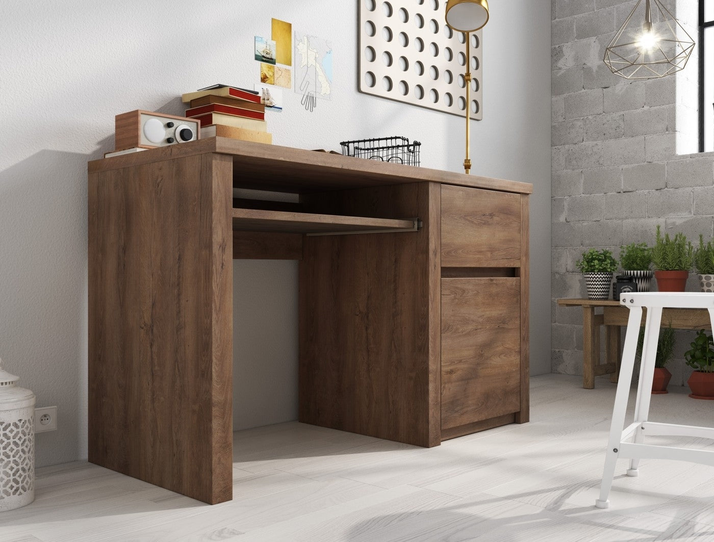 Meubella - Bureau Monaco - Eiken - 120 cm