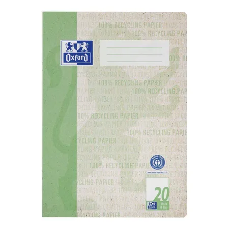Oxford Recycling Schulheft A4, 16 Blatt, Lineatur 20 (blanko), 90 g/m², Optik Paper®