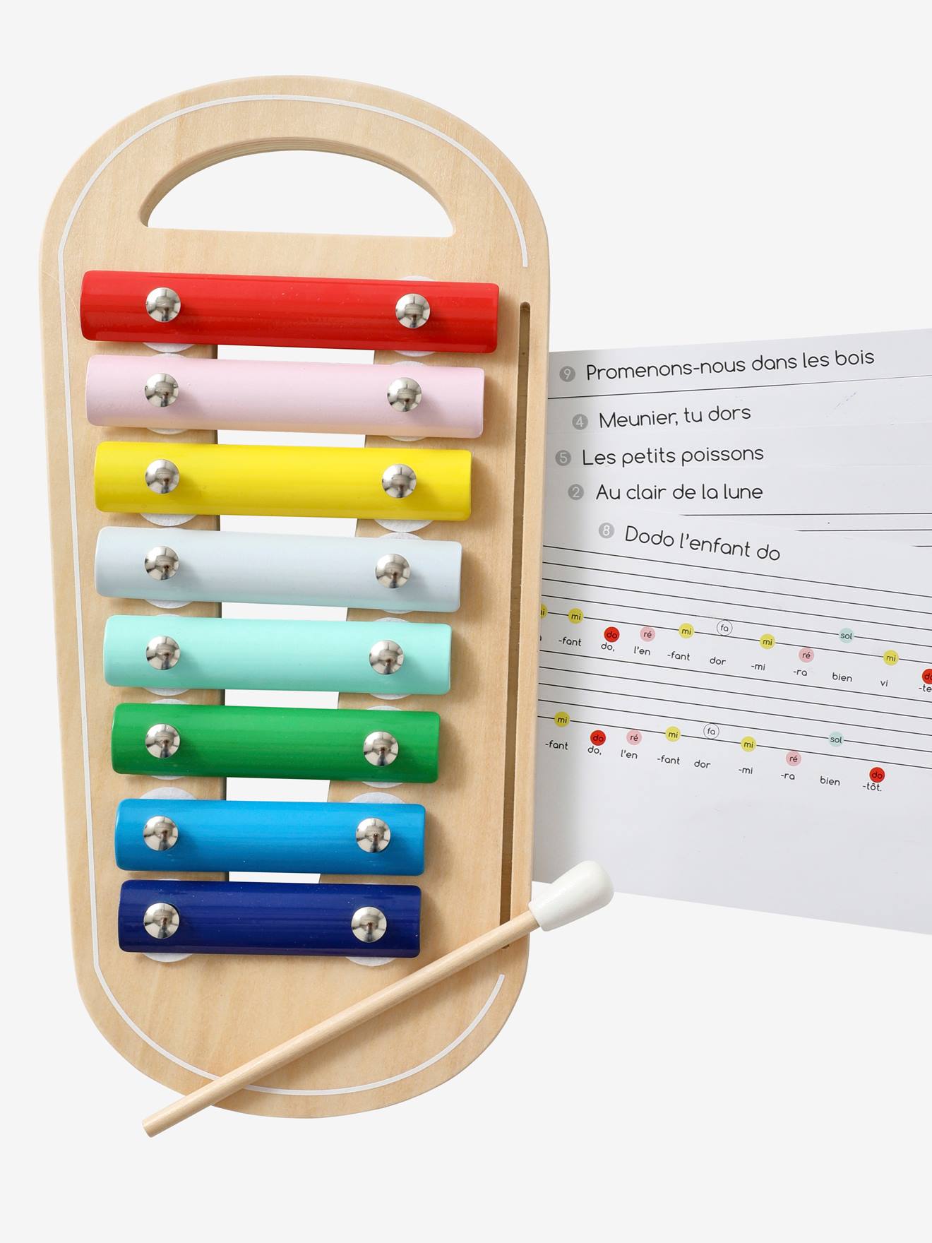 Xilofone com partitura multicolorida
