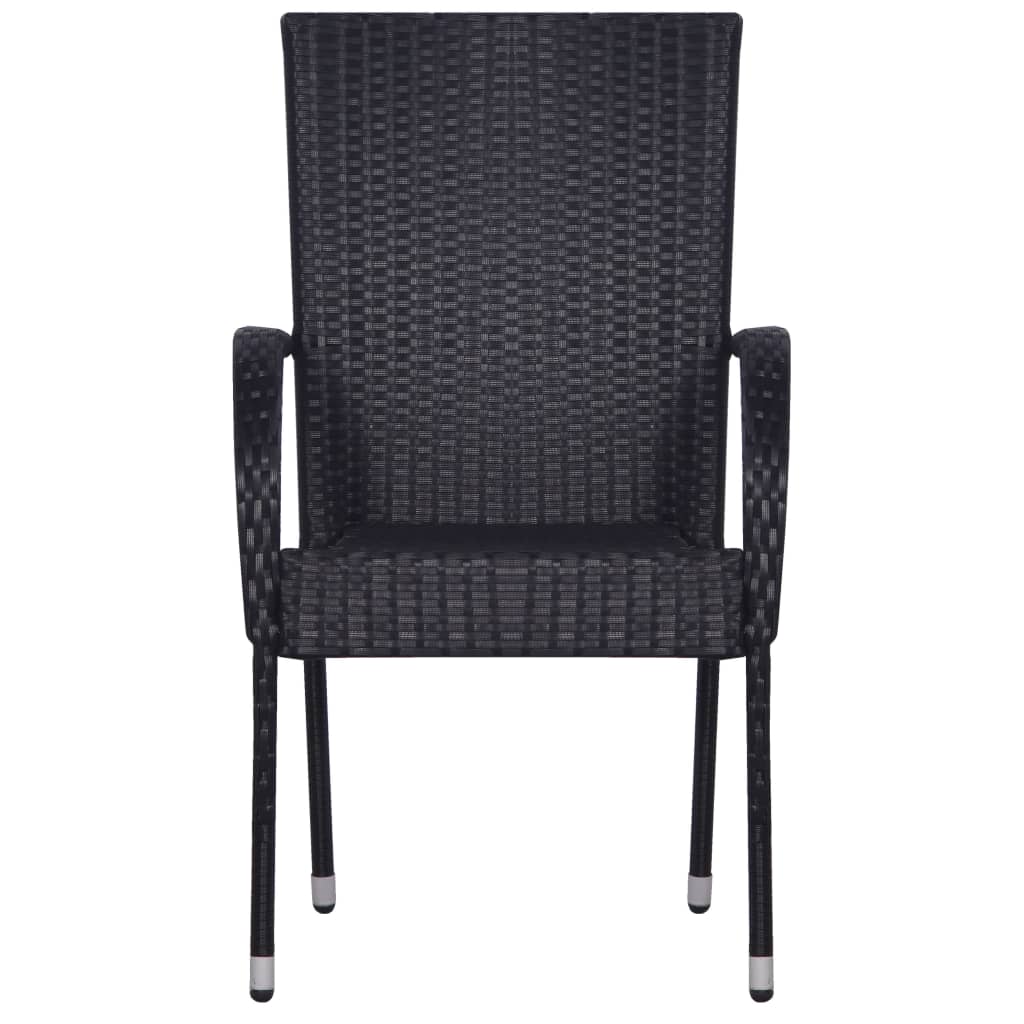 Mobilier à dîner de jardin 5 pièces noir résine tressée