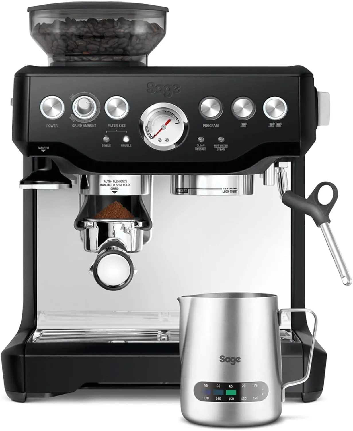 Sage - The Barista Express - Espressomaschine mit manuellem Milchaufschäumer - Schwarzer Trüffel