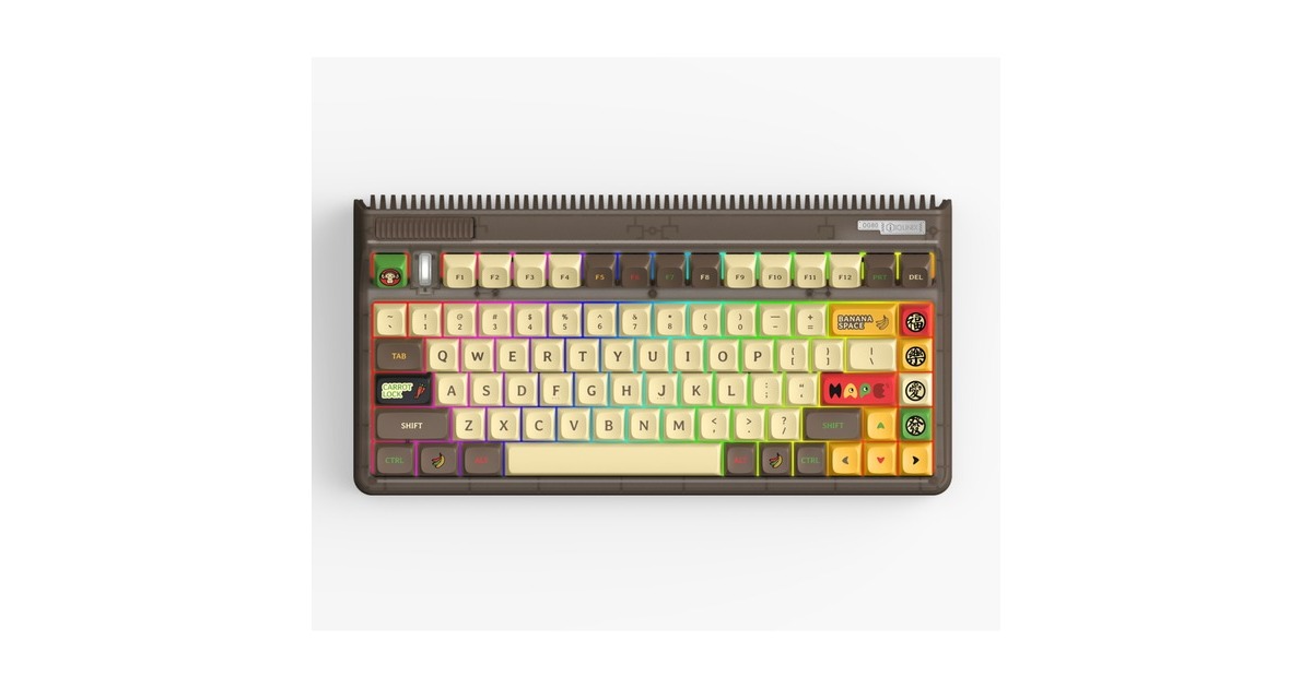 IqunixOG80 Happy Ape Wireless Mechanical Keyboard, gaming toetsenbord  (Zwart, US lay-out, IQUNIX Moonstone, RGB leds, 80% (TKL), Hot-swappable, PBT, 2.4GHz | Bluetooth 5.1 | USB-C)