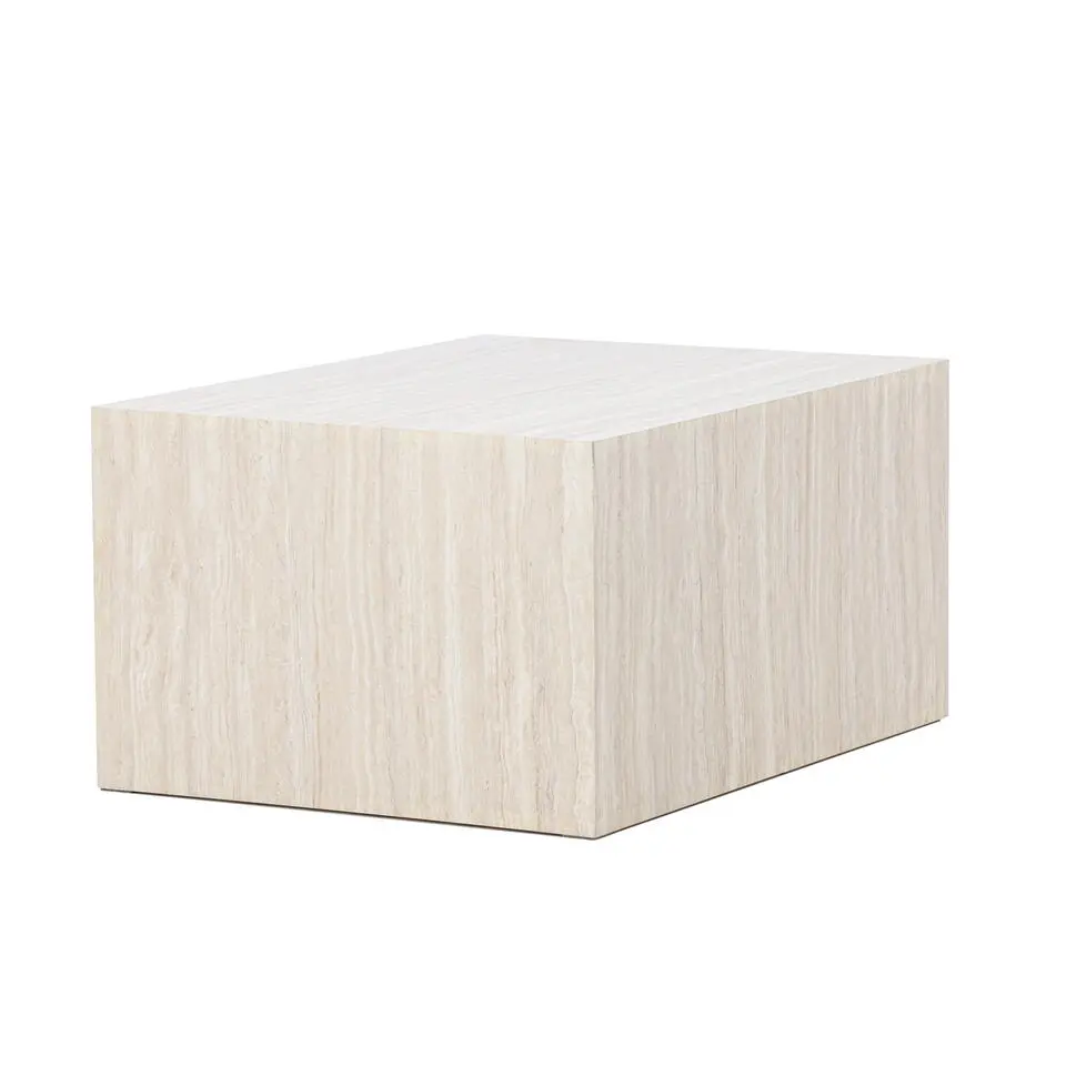 Salontafel Rechthoek - Beige Travertinlook MDF - 80x60x40cm - York