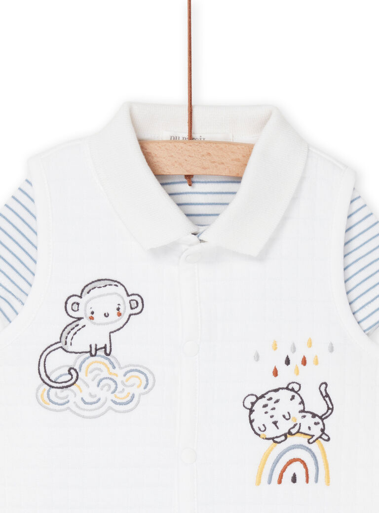 Body et combinaison bleu et blanc à imprimé à rayures et motifs fantaisie