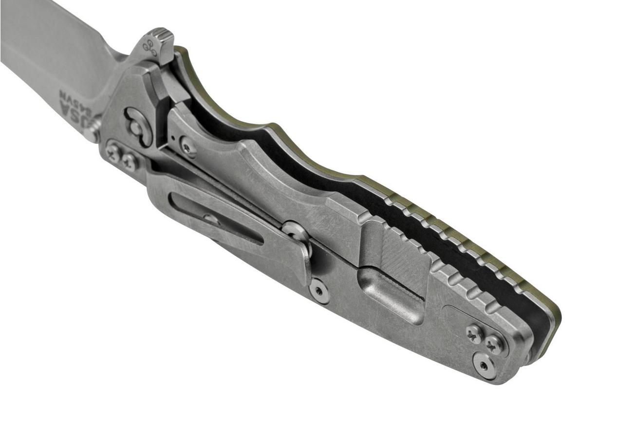 Rick Hinderer Eklipse 3.5” Spearpoint S45VN, Stonewash, OD Green G10, zakmes
